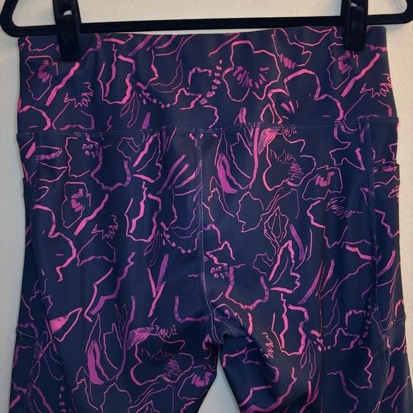 AVIA Women’s High-Waisted Leggings – Pink & Navy Floral Size L - Picture 6 of 7